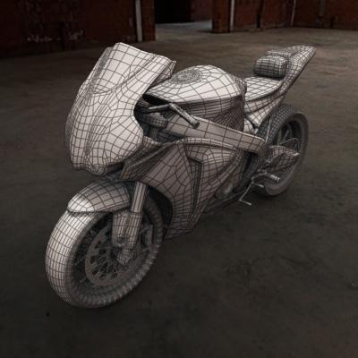 3D Model of 2009 Honda SuperBike - 3D Render 5